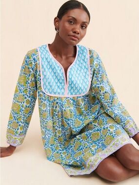 SZ Blockprints Anthropologie Jaipur Printed Cotton Dress